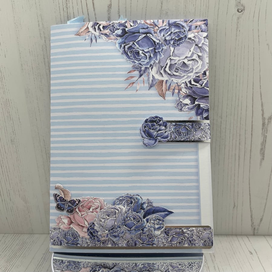 Blossoming Blues Pocket Folder with Tags  PB16