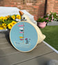 A funny embroidery wall hanging hoop, sailing themed selfie on a boat design fun - Image 8