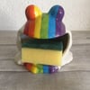 Rainbow frog sponge holder, scrubby holder, soap holder housewarming gift