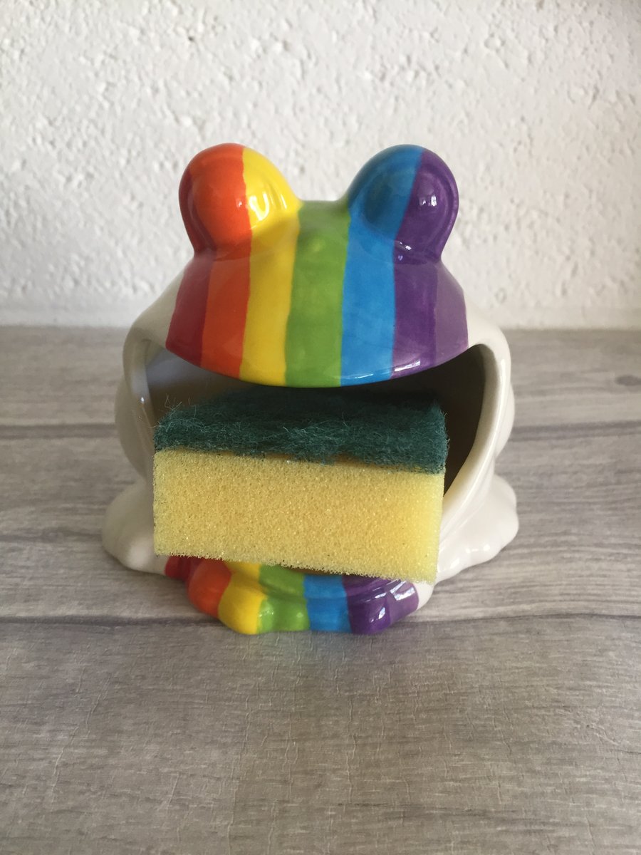 Rainbow frog sponge holder, scrubby holder, soap holder housewarming gift