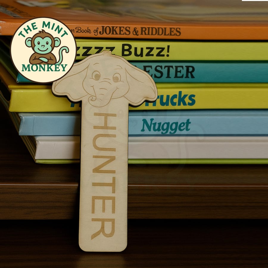 Personalised Elephant Bookmark Custom Engraved Name Gift for Book & animal Lover