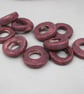 10 Medium Damson Purple Glazed Ceramic Donut Beads - Image 1