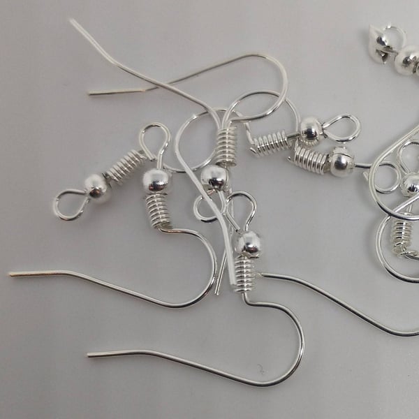 Silver Earring Findings : Hoops, Hooks and Pins x 5pairs (10)