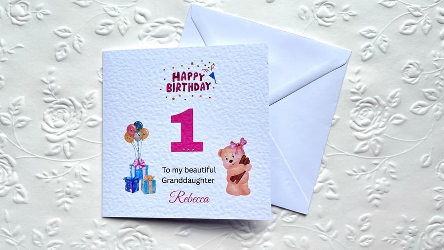 Handmade Personalised Children Birthday Card, Baby Age Birthday Card  C707