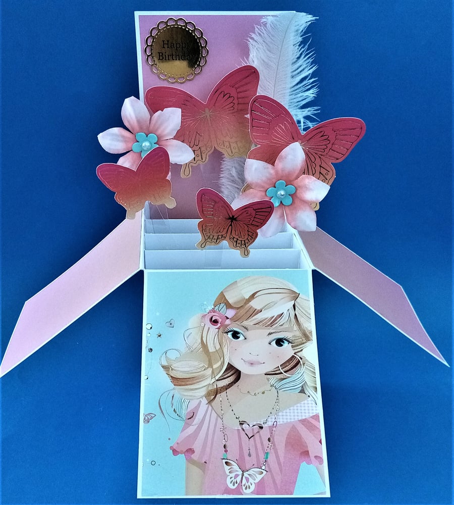 Girls Birthday Card with Butterflies