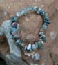 Moss Green Agate Gemstone Chip Bracelet - Handmade Natural Stone Bracelet