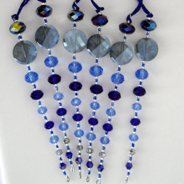 Set of 6 x Hanging Blue Icicle Decorations - UK Free Post