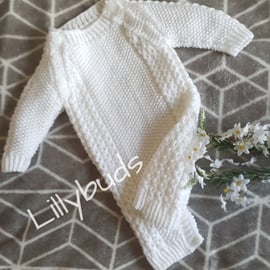 Knitting pattern for Stevie baby romper, onesie.  All in one