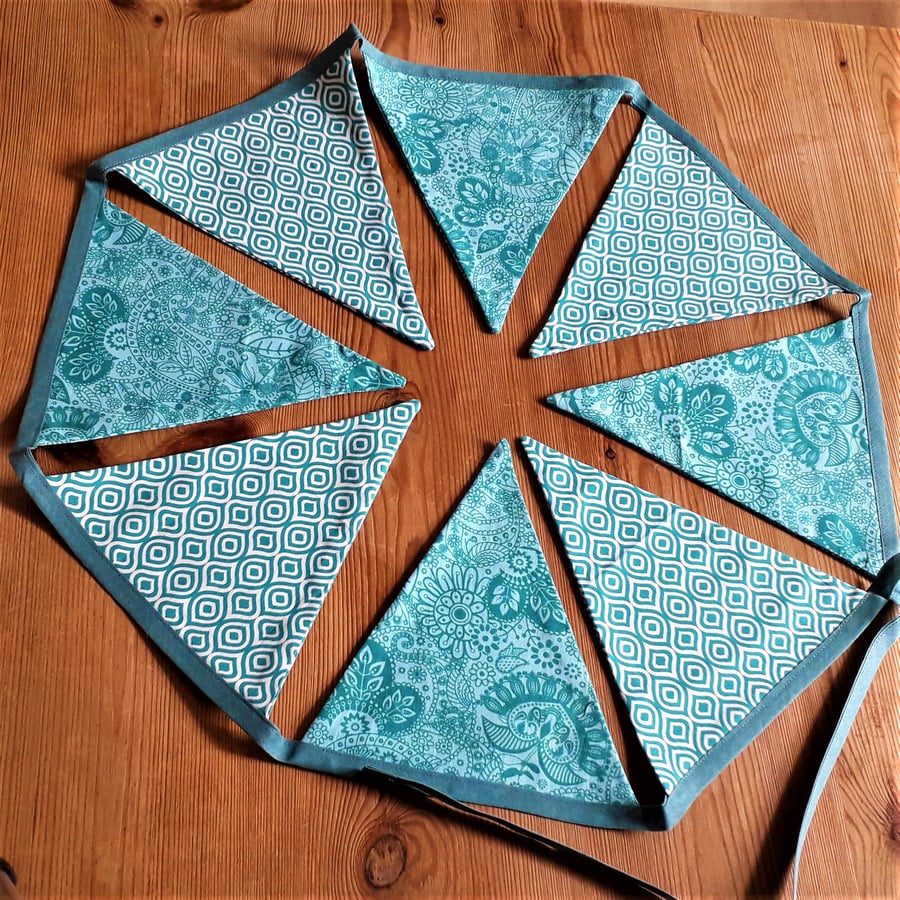 Bunting – fabric, turquoise