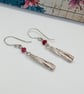 Silver Ruby Drop Earrings Sterling Silver, 40th Anniversary,  July Birthday - Image 2