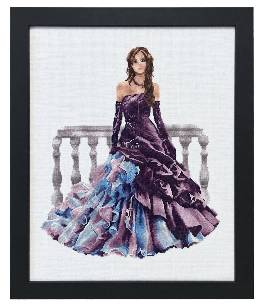 Katrina by John Clayton – Completed Lady Cross-Stitch in Black Frame