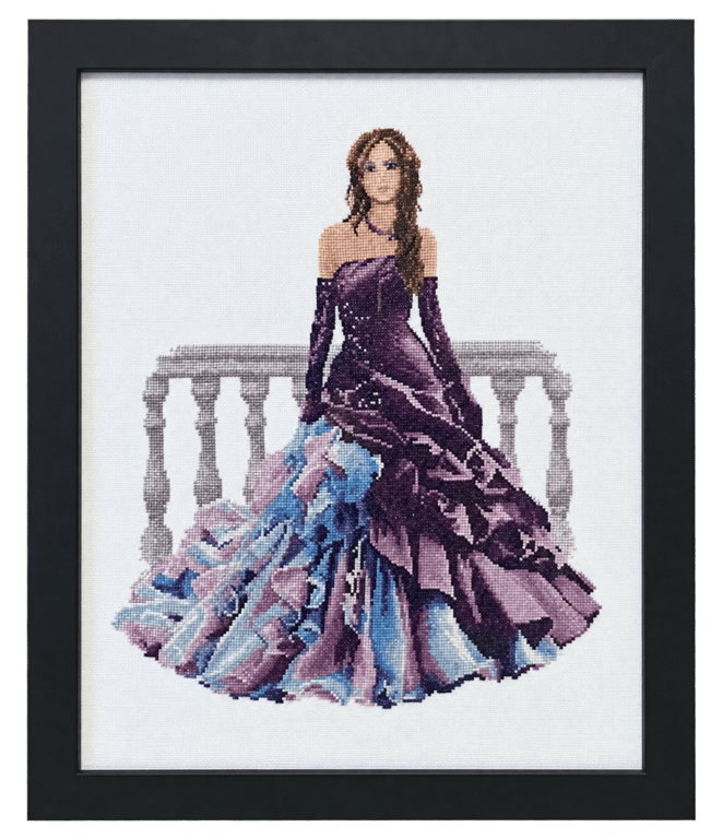 Katrina by John Clayton – Completed Lady Cross-Stitch in Black Frame