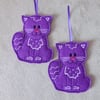 Purple Cat hanging decoration, felt.