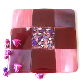 Fused Glass Trivet Pink Plum Trivet 16cm 042