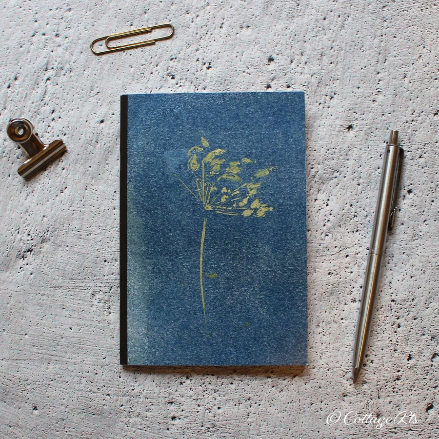 A6 Gold Seedhead Print Notebook Hand Designed By CottageRts