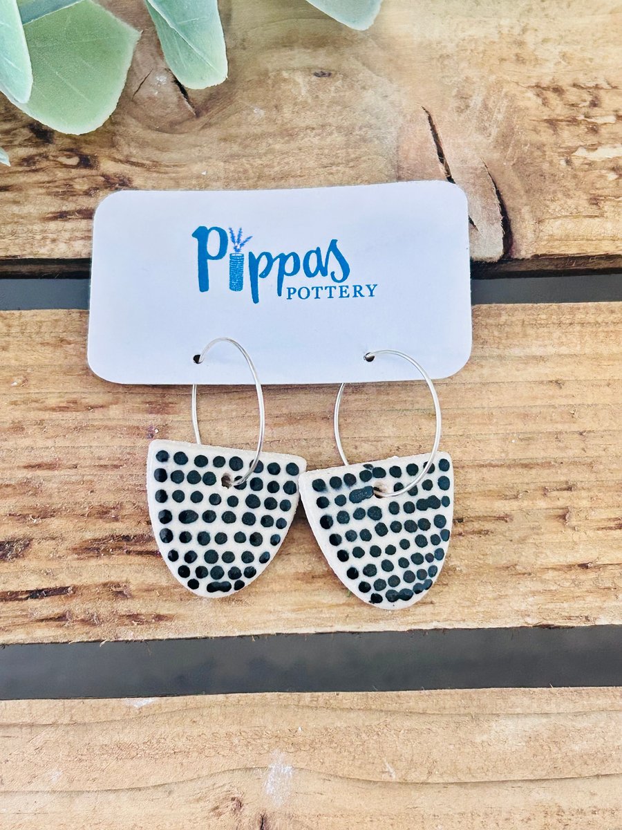 Black Dotty Ceramic Earrings 