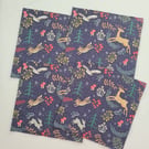 4 Paper napkins for decoupage woodland christmas design