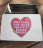 "Just a Girl Who Needs Her Snacky Snacks" Tin — Cute Gift for Her & Foodies