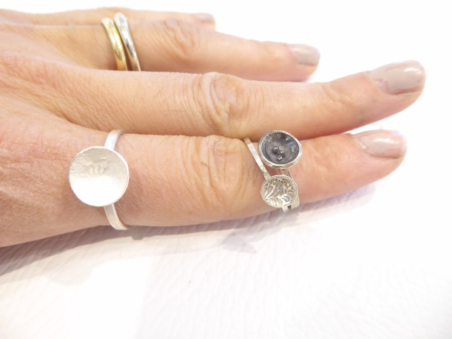 Cuppa Textured cup ring in sterling silver 