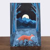 Fox Running in the Moonlit Wood Postcard