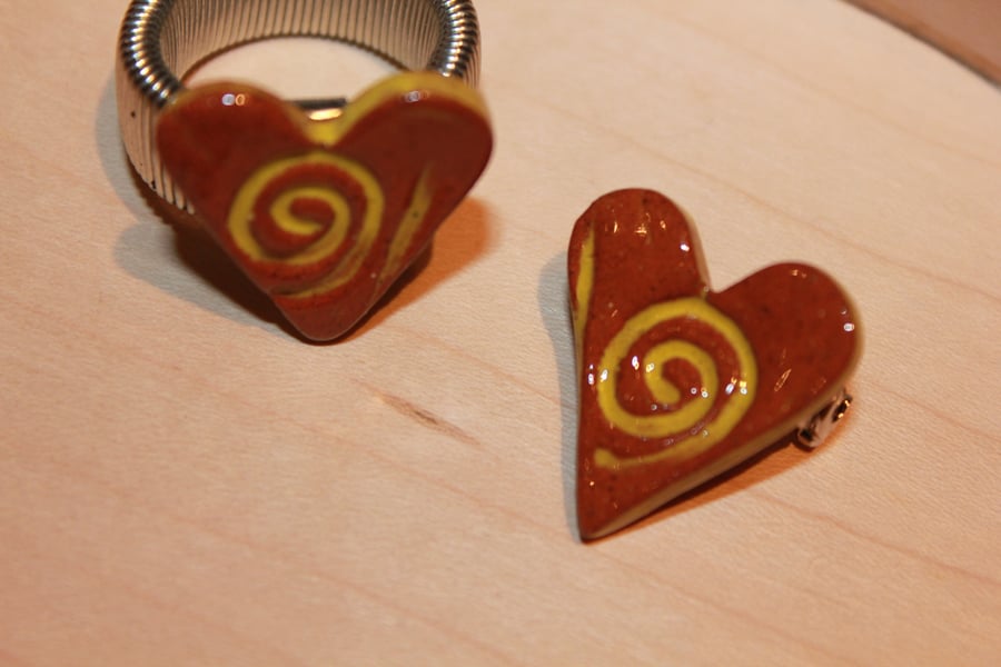 Handmade heart shaped ceramic ring mothers day gift