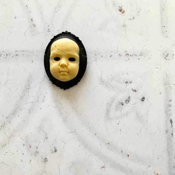 Scary Doll Baby Cameo Brooch 