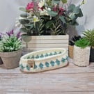 Glasses or trinket basket, hand crocheted 