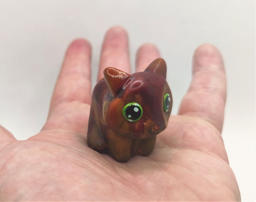 Tiny Cat Figurine Companion Animal Brown
