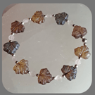  Czech glass, Rose Quartz and Sterling Silver Leaf bracelet