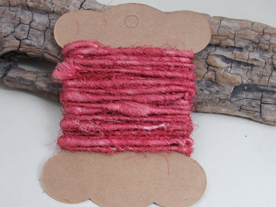 Naturally Dyed Sappanwood Pink Pure Silk Sari Silk Yarn 