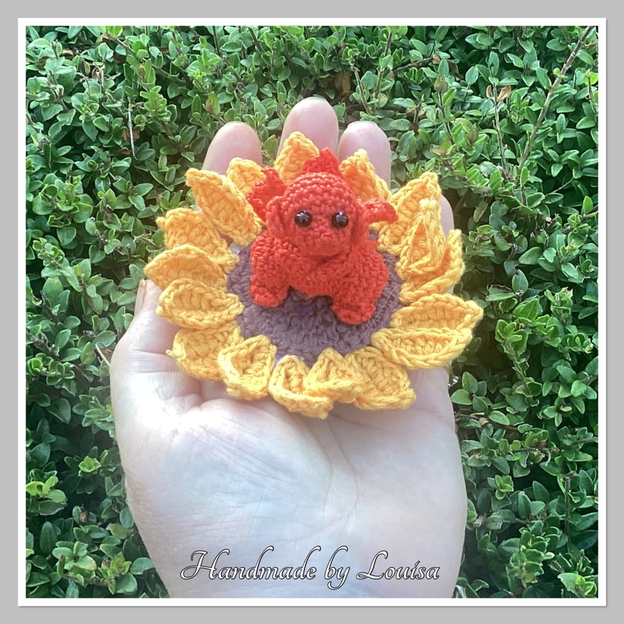 Crocheted Sunflower Dragon flower