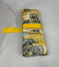 Elephant fabric brush roll, Elephants pencil wrap, Tool roll, Handmade - Image 1
