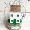 Wooden House with Wire Home and Heart Handmade Gift