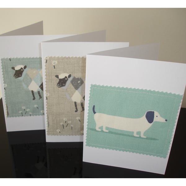 Pack of 3 Notelet Cards Dachshund Dog Sheep