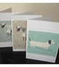 Pack of 3 Notelet Cards Dachshund Dog Sheep - Image 1