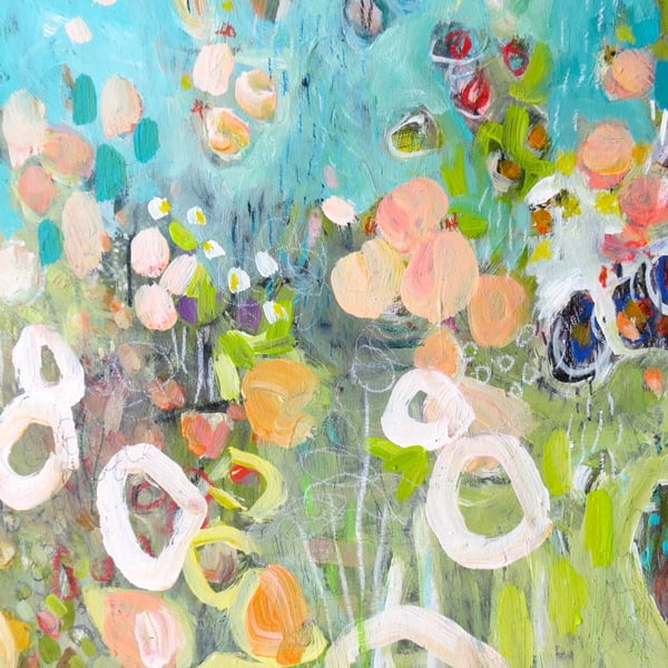 'Peaceful Place' Original Abstract Floral Landscape Painting by Jackie Reynolds