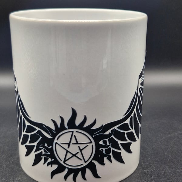 New Supernatural Mug Castiel WingsTV Series Protecton Pentagram Fan Art