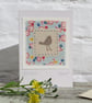 Little Bird hand-stitched miniature textile on card for birthday or, any day! - Image 1
