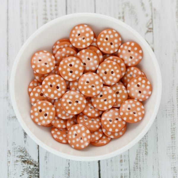 Orange Polka Dot Buttons, Spotty Buttons 10mm