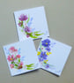 set of three hand painted floral blank cards ( ref FA 360 J1 )