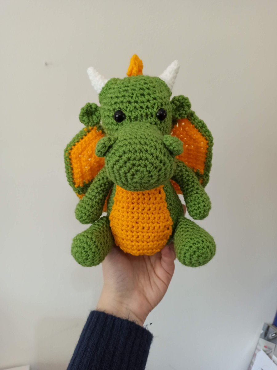 Crochet Dragon Plushie: Handmade Acrylic Yarn Stuffed Animal