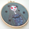 halloween embroidered zombie - blue
