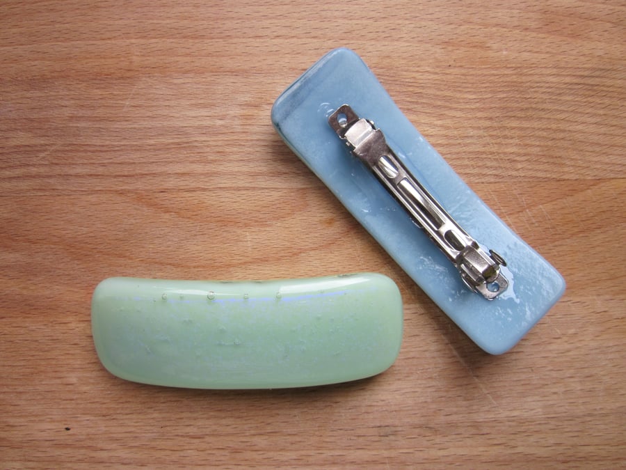 Handmade glass hair clip barrette - Meadowsweet