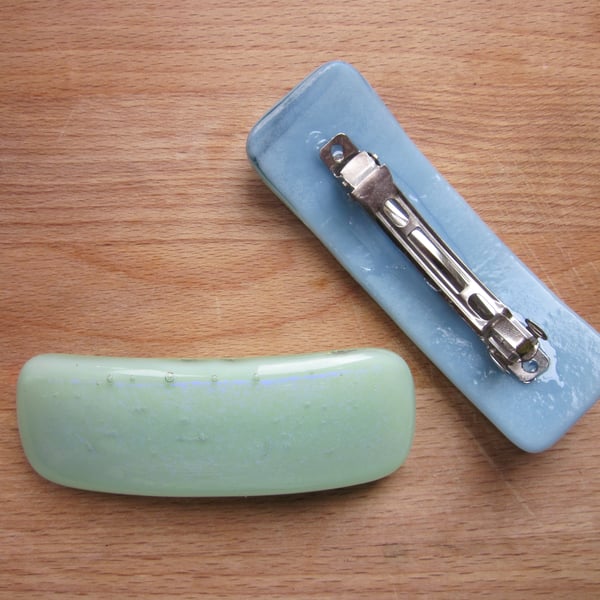 Handmade glass hair clip barrette - Meadowsweet