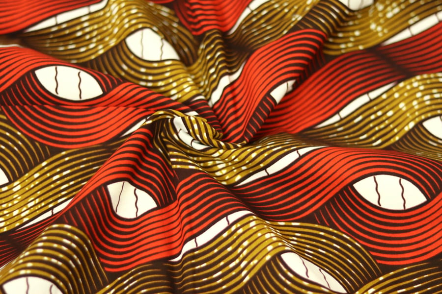 Brown & Gold geometric African Ankara fabric 100% cotton sold by the yard
