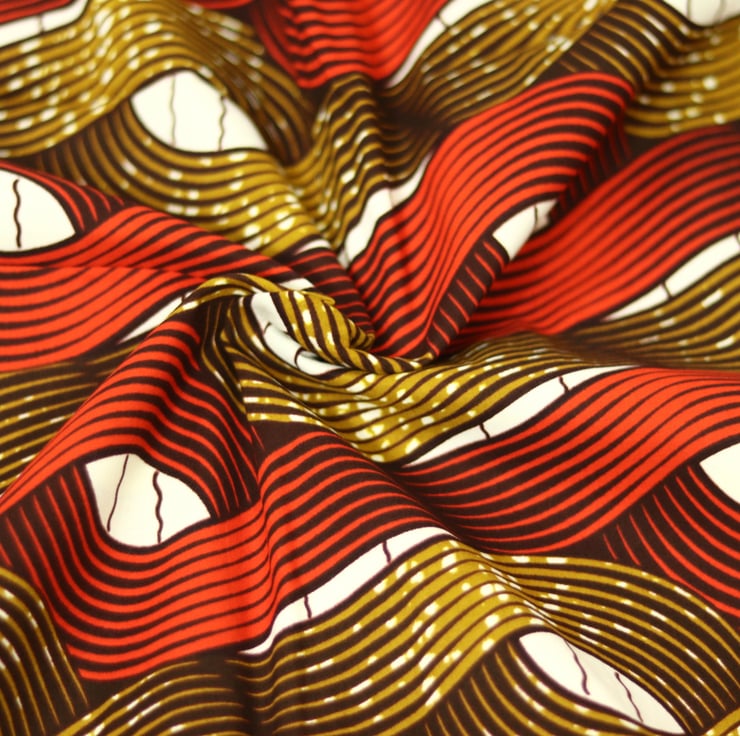 Purple and Gold Ankara Fabric with Eye Symbol and Geometric Lattice Design main image 1