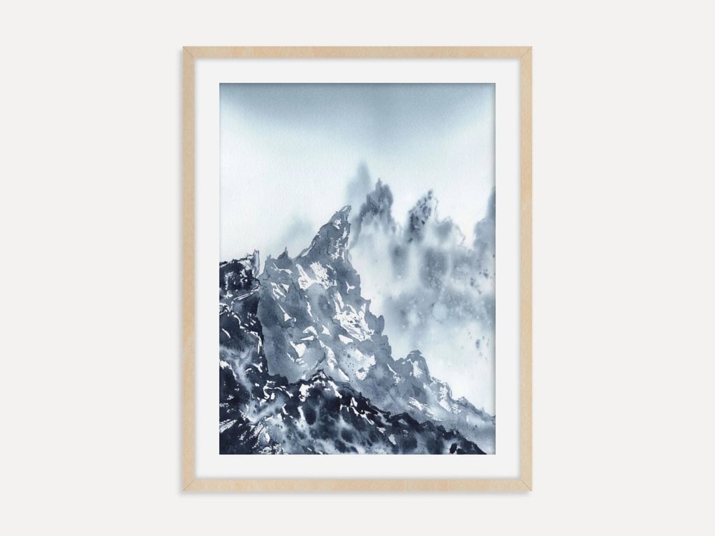 Textured Abstract Mountain Landscape Art Print, Modern Free Flow Wall Art Poster