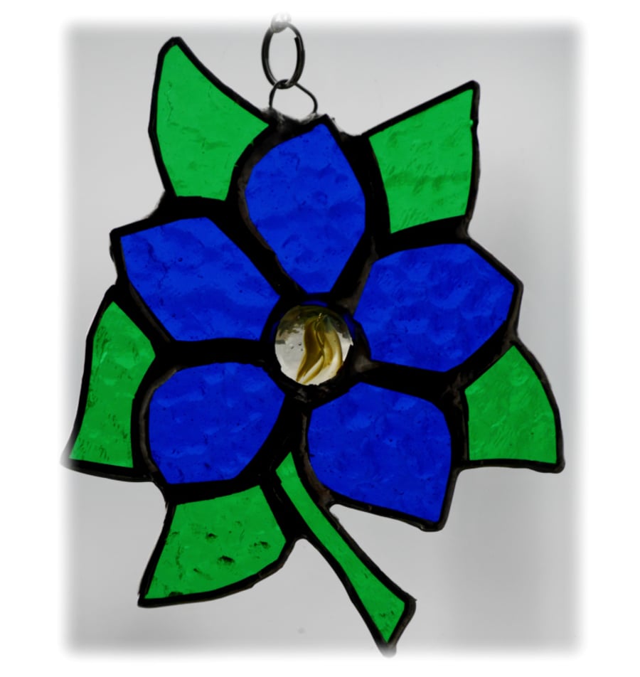 Clematis Suncatcher Stained Glass Flower Blue