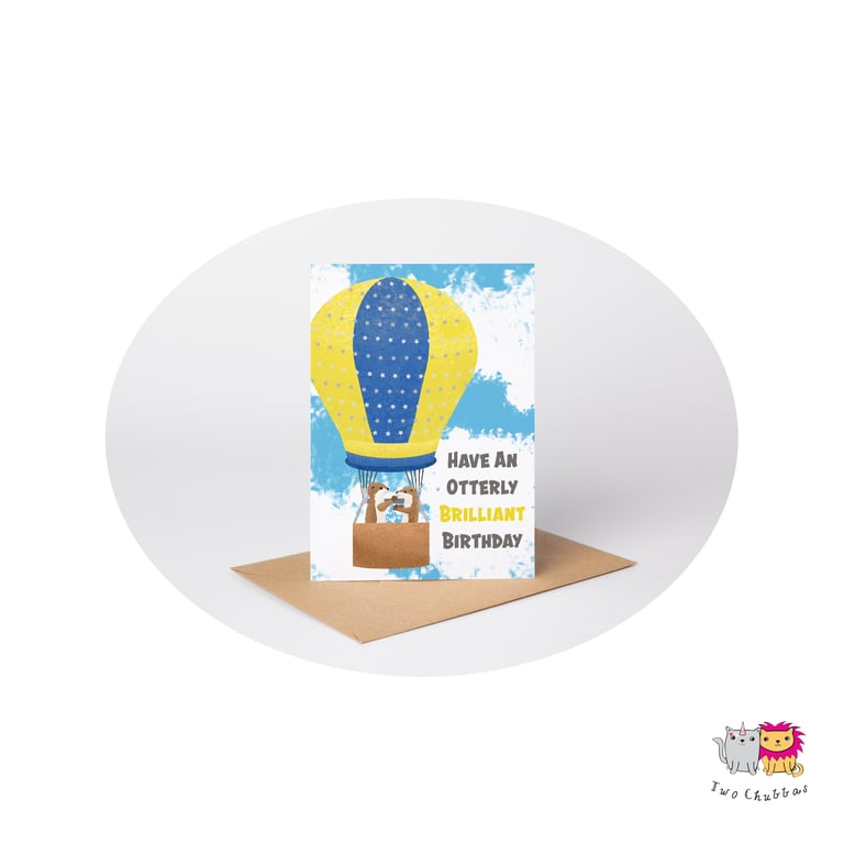 Otter Birthday Card, A6 Birthday Card, Cute Animal Birthday Card