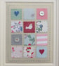 Little Dove Patchwork framed hand-stitched textile made with vintage fabrics - Image 2